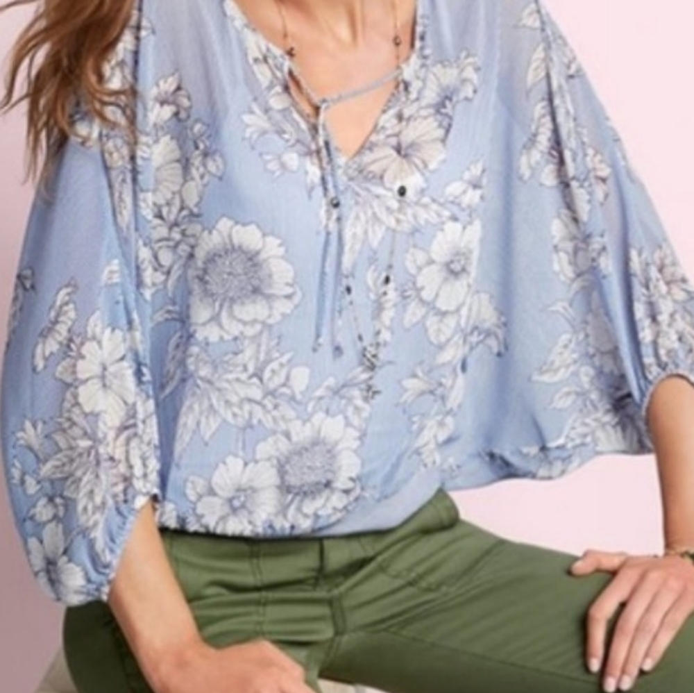 Cabi blue floral pullover blouse #5387 - Picture 8 of 8